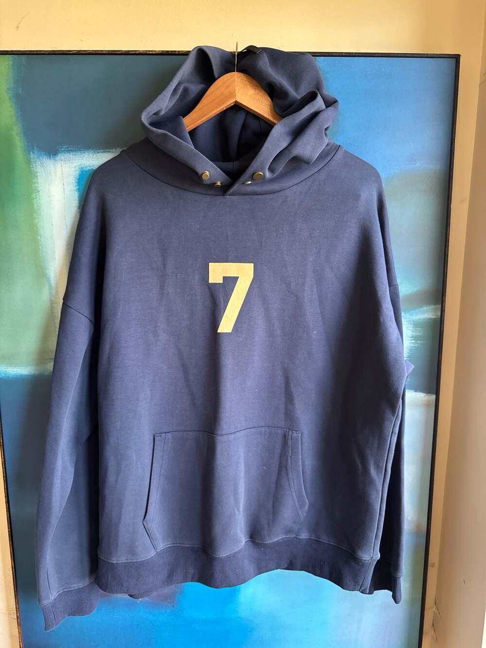 Fear of God Seventh Collection "7" Hoodie Navy Blue Size M